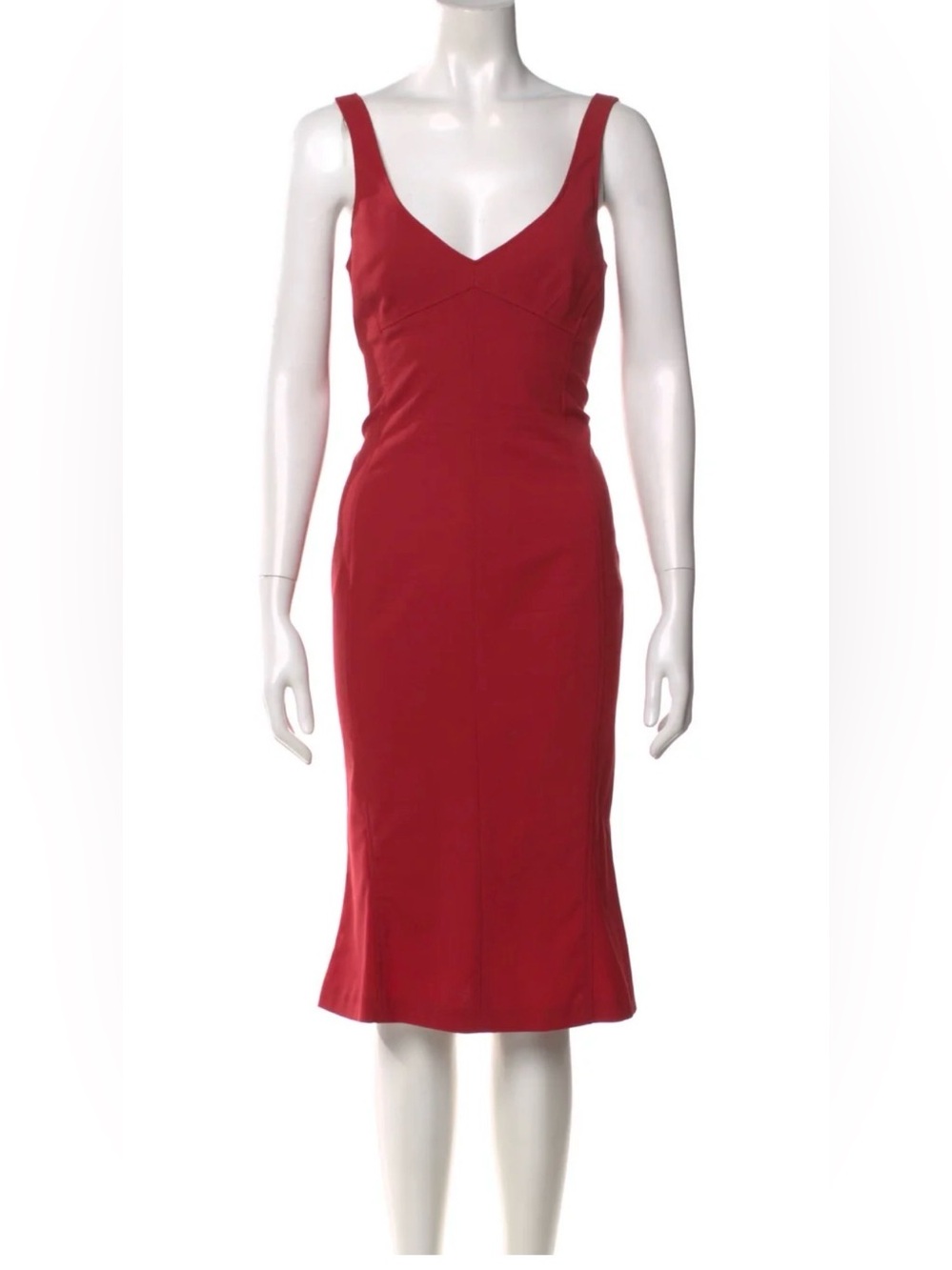 Dolce & Gabbana red Vneck sheath dress